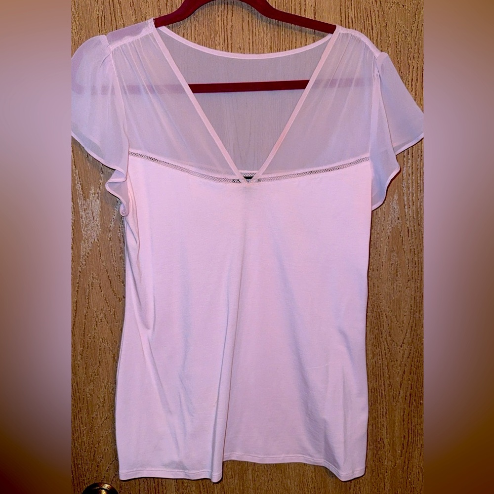 Women’s light pink shirt Sheer sleeves